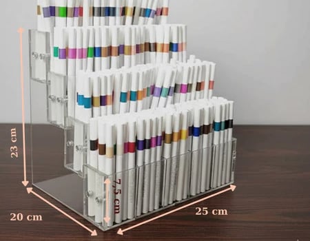 Kệ bút mica 4 tầng 20 ô bản 25 cm cho bàn văn phòng