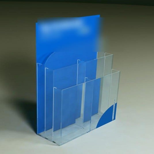 Kệ mica trong suốt ba ngăn bậc thang cắm tờ rơi